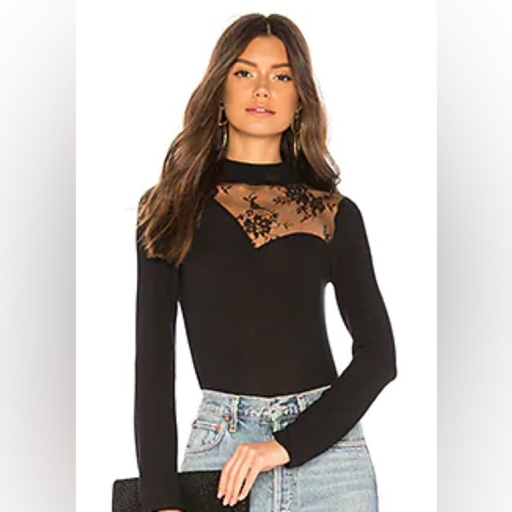 🖤 REVOLVE GENERATION LOVE Candace Lace Turtleneck Top in Black Medium